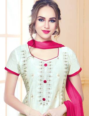 White Embroidered Faux Cotton Salwar 2