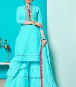 Light-Blue Embroidered Faux Cotton Salwar