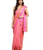 Kimisha Women's Light Pink Jacquard Cotton Silk Saree With Designer Pallu