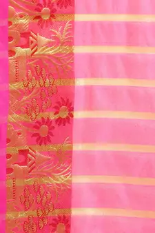 Kimisha Women's Light Pink Jacquard Cotton silk blend Saree With Designer Pallu
