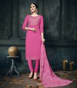 Pink Embroidered Faux Cotton Salwar