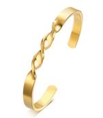 Daily Wear Slim 18K Gold Plated 316L Surgical Stainless Steel Open Free Size Cuff Kada Bangle Bracelet for Men Boys