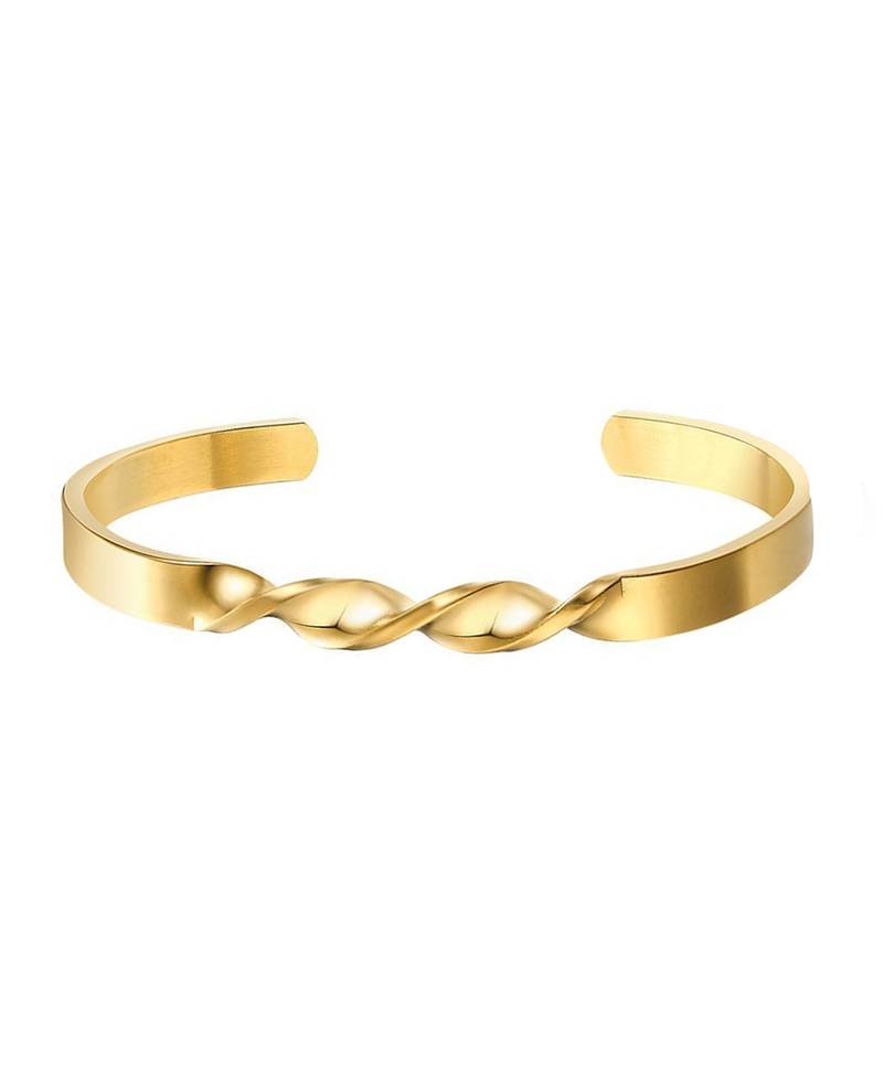 Daily Wear Slim 18K Gold Plated 316L Surgical Stainless Steel Open Free Size Cuff Kada Bangle Bracelet for Men Boys