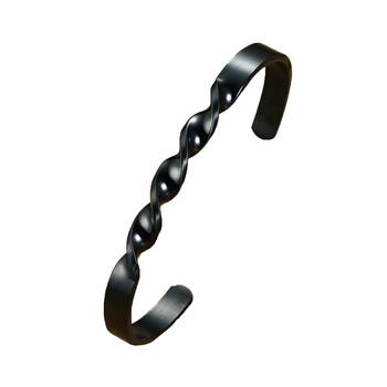 Daily Wear Slim Black 316L Surgical Stainless Steel Open Free Size Cuff Kada Bangle Bracelet for Men Boys 1