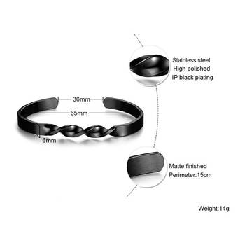 Daily Wear Slim Black 316L Surgical Stainless Steel Open Free Size Cuff Kada Bangle Bracelet for Men Boys 2
