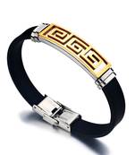 Gold Black 316L Surgical Stainless Steel Silicone Adjustable Wrist Band Bracelet for Men Boys