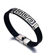 Silver Black 316L Surgical Stainless Steel Silicone Adjustable Wrist Band Bracelet for Men Boys