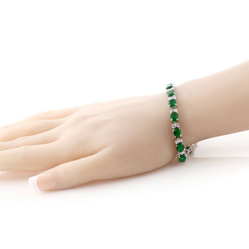 Emerald Green Studed AAA Austrian Crystal Cubic Zirconia Tennis Bracelet for Girls Women
