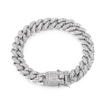 Curb Cuban Hip Hop Links Heavy Chunky Platinum Plated AAA Cubic Zirconia Fancy Lock Bracelet for Men Boys 1