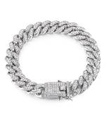 Curb Cuban Hip Hop Links Heavy Chunky Platinum Plated AAA Cubic Zirconia Fancy Lock Bracelet for Men Boys