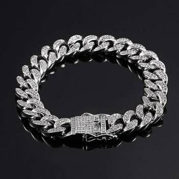 Curb Cuban Hip Hop Links Heavy Chunky Platinum Plated AAA Cubic Zirconia Fancy Lock Bracelet for Men Boys 3