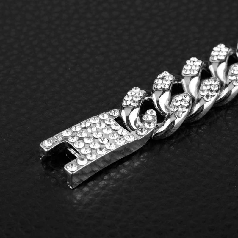 Curb Cuban Hip Hop Links Heavy Chunky Platinum Plated AAA Cubic Zirconia Fancy Lock Bracelet for Men Boys