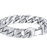Curb Cuban Hip Hop Links Heavy Chunky Platinum Plated AAA Cubic Zirconia Bracelet for Men Boys