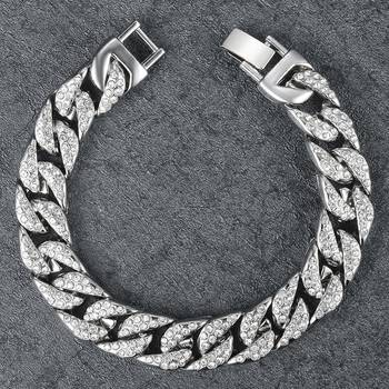 Curb Cuban Hip Hop Links Heavy Chunky Platinum Plated AAA Cubic Zirconia Bracelet for Men Boys 2