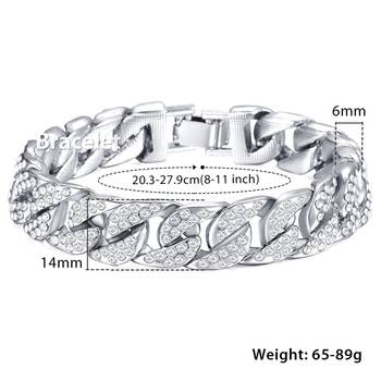 Curb Cuban Hip Hop Links Heavy Chunky Platinum Plated AAA Cubic Zirconia Bracelet for Men Boys 3
