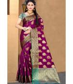 Wine woven Cotton saree with blouse
