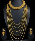 Royal Copper Golden Combo Jewelry Necklace Set