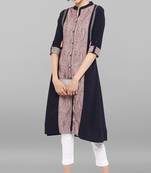 Janasya Blue printed crepe ethnic-kurtis