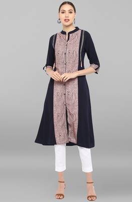 Janasya Blue printed crepe ethnic-kurtis 2