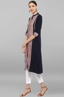 Janasya Blue printed crepe ethnic-kurtis 3