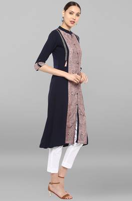 Janasya Blue printed crepe ethnic-kurtis 4