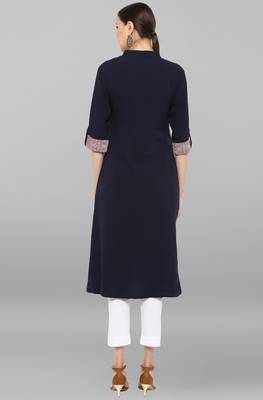Janasya Blue printed crepe ethnic-kurtis 5