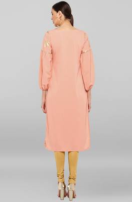 Janasya Peach printed crepe ethnic-kurtis 5