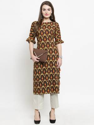 Brown woven rayon kurtas-and-kurtis 1