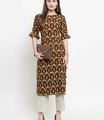 Indibelle Brown woven rayon kurtas-and-kurtis