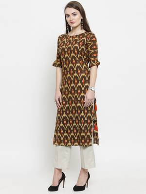 Brown woven rayon kurtas-and-kurtis 4
