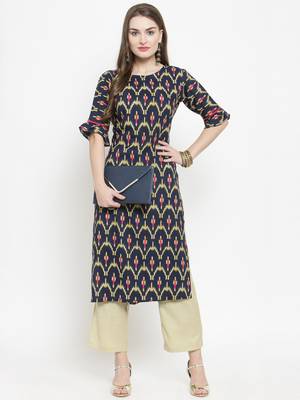 Indibelle Blue woven rayon kurtas-and-kurtis 1
