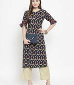 Indibelle Blue woven rayon kurtas-and-kurtis