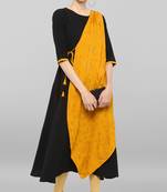 Janasya Black plain crepe ethnic-kurtis