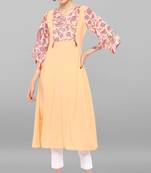 Janasya Peach printed crepe ethnic-kurtis