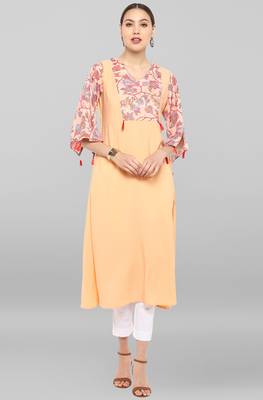 Janasya Peach printed crepe ethnic-kurtis 2