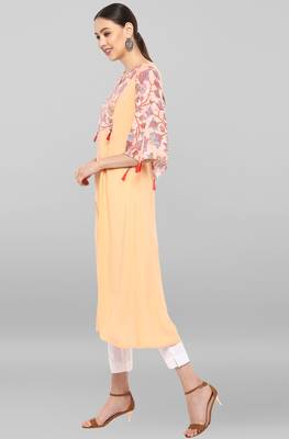 Janasya Peach printed crepe ethnic-kurtis 3