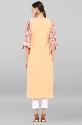 Janasya Peach printed crepe ethnic-kurtis 5