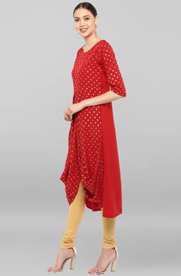 Janasya Maroon printed crepe ethnic-kurtis 3