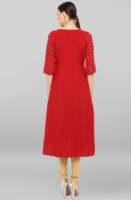 Janasya Maroon printed crepe ethnic-kurtis 5