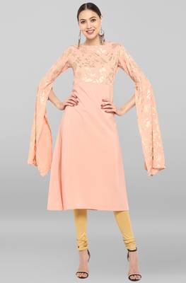Janasya Peach printed crepe ethnic-kurtis 2