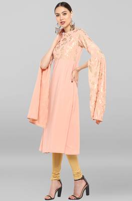 Janasya Peach printed crepe ethnic-kurtis 3