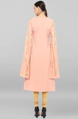 Janasya Peach printed crepe ethnic-kurtis 5