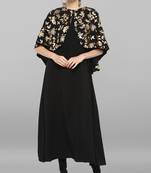 Janasya Black printed crepe ethnic-kurtis