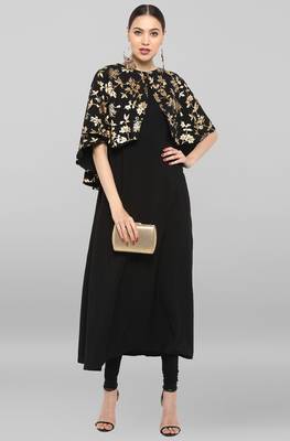 Janasya Black printed crepe ethnic-kurtis 2