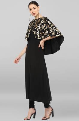 Janasya Black printed crepe ethnic-kurtis 3