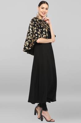 Janasya Black printed crepe ethnic-kurtis 4