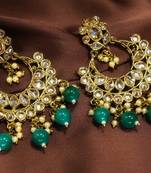 Designer Green Antique Gold Plated AD Zircon Bead Drop Earrings
