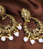 Designer Baby Pink Antique Gold Plated AD Zircon Bead Drop Earrings