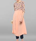 Janasya Peach printed crepe ethnic-kurtis