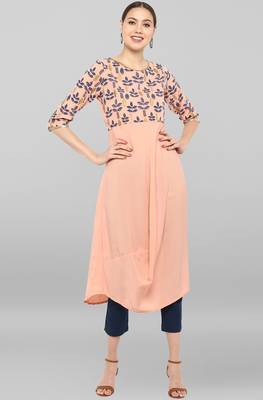 Janasya Peach printed crepe ethnic-kurtis 2